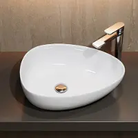 HOROW Opzetwastafel - Keramiek - Wit - 47x35x16 cm - Badkamer Wasbak - Wastafel voor Badkamer en Gastentoilet