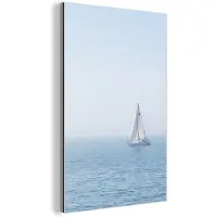 MuchoWow Aluminium schilderij 20x30 cm - Wanddecoratie metaal - Horizon - Zeilboot - Zee - Metalen muurdecoratie woonkamer - Decoratie industrieel - Foto op dibond - Industriële accessoires slaapkamer