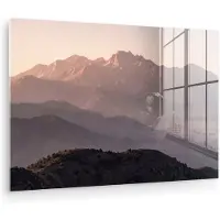 MuchoWow Glasschilderij 180x120 cm - Schilderij acrylglas - Panorama - Landschap - Bergen - Foto op glas - Muurdecoratie woonkamer - Wanddecoratie slaapkamer - Schilderijen