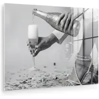 MuchoWow Glasschilderij 160x120 cm - Schilderij acrylglas - Feestelijk - Champagne - Discobal - Foto op glas - Muurdecoratie woonkamer - Wanddecoratie slaapkamer - Schilderijen
