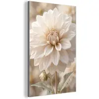 MuchoWow Aluminium schilderij 20x30 cm - Wanddecoratie metaal - Bloem - Dahlia - Wit - Metalen muurdecoratie woonkamer - Decoratie industrieel - Foto op dibond - Industriële accessoires slaapkamer