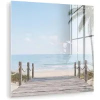 MuchoWow Glasschilderij 20x20 cm - Schilderij acrylglas - Palmbomen - Pad - Horizon - Foto op glas - Muurdecoratie woonkamer - Wanddecoratie slaapkamer - Schilderijen