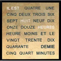 AMS Intertime | Horloge de mots | Horloge murale | 40x40 | GOLD | Francais / Or