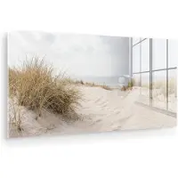 MuchoWow Glasschilderij 160x80 cm - Schilderij acrylglas - Wolken - Duinlandschap - Zand - Foto op glas - Muurdecoratie woonkamer - Wanddecoratie slaapkamer - Schilderijen