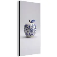 MuchoWow Aluminium schilderij 80x160 cm - Wanddecoratie metaal - Appel - Blauw - Klassiek - Metalen muurdecoratie woonkamer - Decoratie industrieel - Foto op dibond - Industriële accessoires slaapkamer