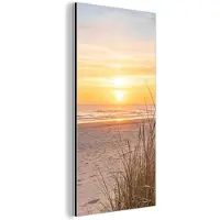MuchoWow Aluminium schilderij 20x40 cm - Wanddecoratie metaal - Zonsondergang - Duinen - Zee - Metalen muurdecoratie woonkamer - Decoratie industrieel - Foto op dibond - Industriële accessoires slaapkamer