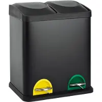 Core Pedaalemmer 30 Liter - Pedaalemmer - Prullenbak 30 Liter - 2 x 15L- 2-delige vuilnisemmer - Zwart - 41cm x 30cm x 44cm