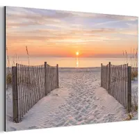 MuchoWow Aluminium schilderij 180x120 cm - Wanddecoratie metaal - Zonsondergang - Strand - Zand - Metalen muurdecoratie woonkamer - Decoratie industrieel - Foto op dibond - Industriële accessoires slaapkamer