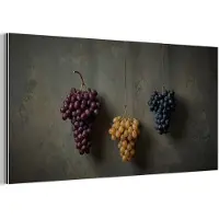 MuchoWow Aluminium schilderij 40x20 cm - Wanddecoratie metaal - Druiven - Kleurrijk - Muur - Metalen muurdecoratie woonkamer - Decoratie industrieel - Foto op dibond - Industriële accessoires slaapkamer