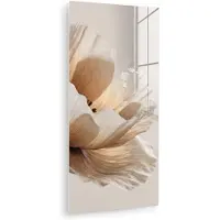 MuchoWow Glasschilderij 60x120 cm - Schilderij acrylglas - Bloem - Beige - Crème - Foto op glas - Muurdecoratie woonkamer - Wanddecoratie slaapkamer - Schilderijen