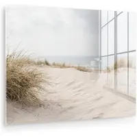 MuchoWow Glasschilderij 160x120 cm - Schilderij acrylglas - Wolken - Duinlandschap - Zand - Foto op glas - Muurdecoratie woonkamer - Wanddecoratie slaapkamer - Schilderijen