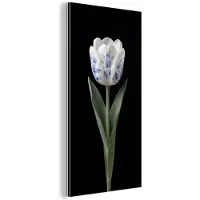 MuchoWow Aluminium schilderij 80x160 cm - Wanddecoratie metaal - Tulp - Patroon - Blauw - Metalen muurdecoratie woonkamer - Decoratie industrieel - Foto op dibond - Industriële accessoires slaapkamer