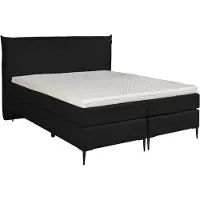 Mörgenn Boxspring LEUK met Luxe Hoofdbord met bies - Pocketvering - Bio Katoen Topper - Lichtgrijs - 160x220 cm - Inclusief Dekbed en Kussens