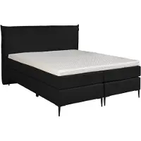 Mörgenn Boxspring LEUK met Luxe Hoofdbord met bies - Pocketvering - Bio Katoen Topper - Lichtgrijs - 160x210 cm - Inclusief Dekbed en Kussens