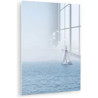 MuchoWow Glasschilderij 30x40 cm - Schilderij acrylglas - Horizon - Zeilboot - Zee - Foto op glas - Muurdecoratie woonkamer - Wanddecoratie slaapkamer - Schilderijen