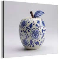 MuchoWow Aluminium schilderij 160x120 cm - Wanddecoratie metaal - Appel - Blauw - Klassiek - Metalen muurdecoratie woonkamer - Decoratie industrieel - Foto op dibond - Industriële accessoires slaapkamer