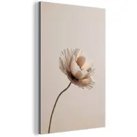 MuchoWow Aluminium schilderij 60x90 cm - Wanddecoratie metaal - Bloem - Beige - Crème - Metalen muurdecoratie woonkamer - Decoratie industrieel - Foto op dibond - Industriële accessoires slaapkamer