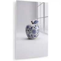 MuchoWow Glasschilderij 20x30 cm - Schilderij acrylglas - Appel - Blauw - Klassiek - Foto op glas - Muurdecoratie woonkamer - Wanddecoratie slaapkamer - Schilderijen