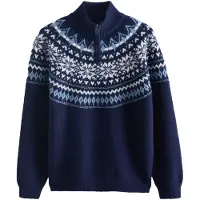Next Trui met kwartrits bij de hals, standaard pasvorm, met Fairisle-patroon en wol