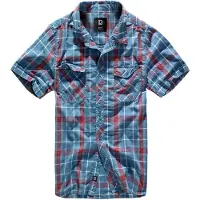 Brandit Overhemd 'Roadstar' smoky blue / vuurrood / wit