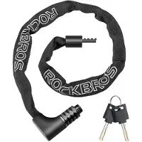 RockBros fietsslot, cijferslot, 96 cm / 17,19 mm, met cijfers, hoge beveiligingsklasse, ketting slot met 4 cijfers, zwart