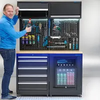 Datona Werkplaatsinrichting PREMIUM eiken - met koelkast - 136 cm