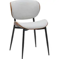 CLP Enid Eetkamerstoel - bezoekersstoel - met rugleuning en bekleding - metalen frame - Stof/walnoot/creme