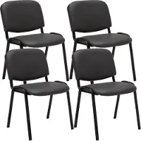 CLP Ken 4-delige set bezoekersstoelen - Kunstleer zwart
