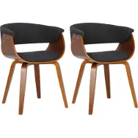 CLP Bruce Set van 2 Eetkamerstoelen - Met armleuning - Hout frame - Stof/walnoot/zwart
