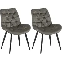 CLP Rossford Set van 2 eetkamerstoelen - klassiek - met rugleuning - velvet - fluweel - Fluweel/antraciet