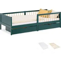 Homestyle4u Kinderbed - 90x200 cm - met matras - 2 bedladen - Groen