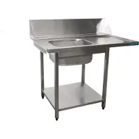 Saro aanvoertafel voor vaatwasser links, 1 bak, 120(B)x70(D)x90(H)cm