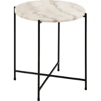 AC Design Avila Ronde Bijzettafel Witte Guangxi Gepolijst Marmer