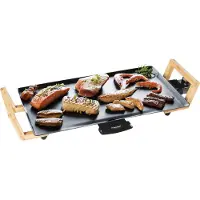 Bestron Bakplaat - ABP602BB - 2000W - Gourmet, Grillplaat M 47x26cm - 4-6 personen - Bamboe - 5 jaar garantie