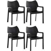 CLP Diva Set van 4 tuinstoelen - Stapelbaar - Weerbestendig - Met armleuningen - zwart
