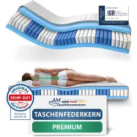 AM Qualitätsmatratzen - Hoogwaardig 7-Zone Pocketveringmatras 100x190 cm (H3) - 24 cm - Gemiddeld - Pocketvering Matras 100 x 190 - TENCEL Lyocell tijk - ergonomisch matras