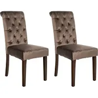 CLP Lisburn Set van 2 eetkamerstoelen - Zonder armleuning - bruin Fluweel