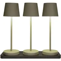 Anna's Collection Oplaadbare tafellamp | 27.5 cm | 3000-6000K | Incl. oplaadstation | IP44 | 3 stuks | Olijf Groen