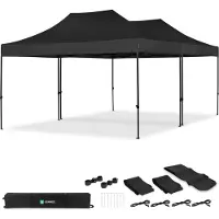 Vonroc Partytent - 6x4.5 m - Premium easy-up Partytent | set incl. 2x Tent en 1x koppelsysteem – Zwart