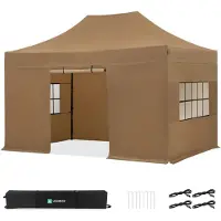 Vonroc Partytent - 3x4.5 m - Premium easy-up Partytent | set incl. Zijwanden - Beige