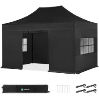 Vonroc Partytent - 3x4.5 m - Premium easy-up Partytent | set incl. Zijwanden - Zwart