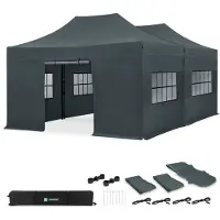 Vonroc Partytent - 6x4.5 m - Premium easy-up Partytent | set incl. 2x Tent, Zijwanden en koppelsysteem – Grijs