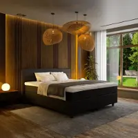 Mörgenn Boxspring Horizon - Pocketvering - 9-Baans Hoofdbord - Zwart - 140 x 210