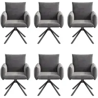 Merax Eetkamerstoelen Set van 6 – Draaibare Stoelen 360° met Armleuningen – Gestoffeerde Velvet Stoelen met Metalen Poten – Moderne Design Stoel – Grijs