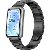 Strap-it Stalen band geschikt voor Huawei Band 11 / Huawei Band 11 Pro (Zwart)