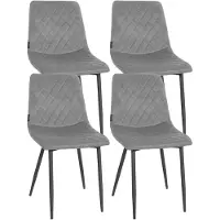 CLP Telde Set van 4 Eetkamerstoelen - Zonder armleuning - Metaal frame - Fluweel - Velvet - grijs