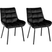 CLP Saranda Set van 2 eetkamerstoelen - klassiek - met zwart metalen frame - met rugleuning - Fluweel/zwart