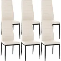 CLP Mayfair Set van 6 eetkamerstoelen - Zonder armleuning - Fauteuil - Metalen onderstel - Kunstleer/creme