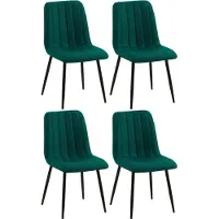 CLP Set van 4 stoelen Dijon met rugleuning, kleur groen, materiaal: fluweel