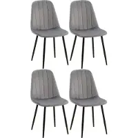 CLP Baxter Set van 4 Eetkamerstoelen - Zwart Metalen Frame - Velvet - Fluweel/groen